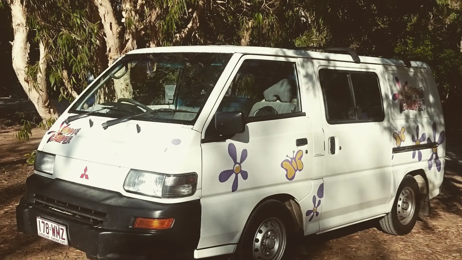 Campervan beside an Australian coastal road