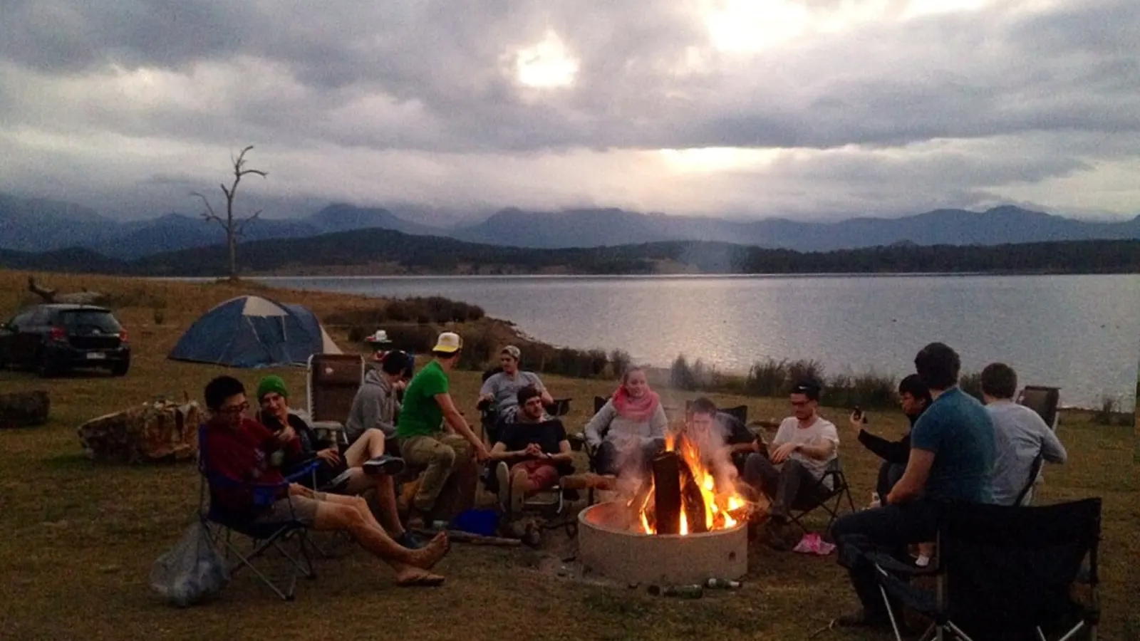 Legal campfire in a designated fire ring