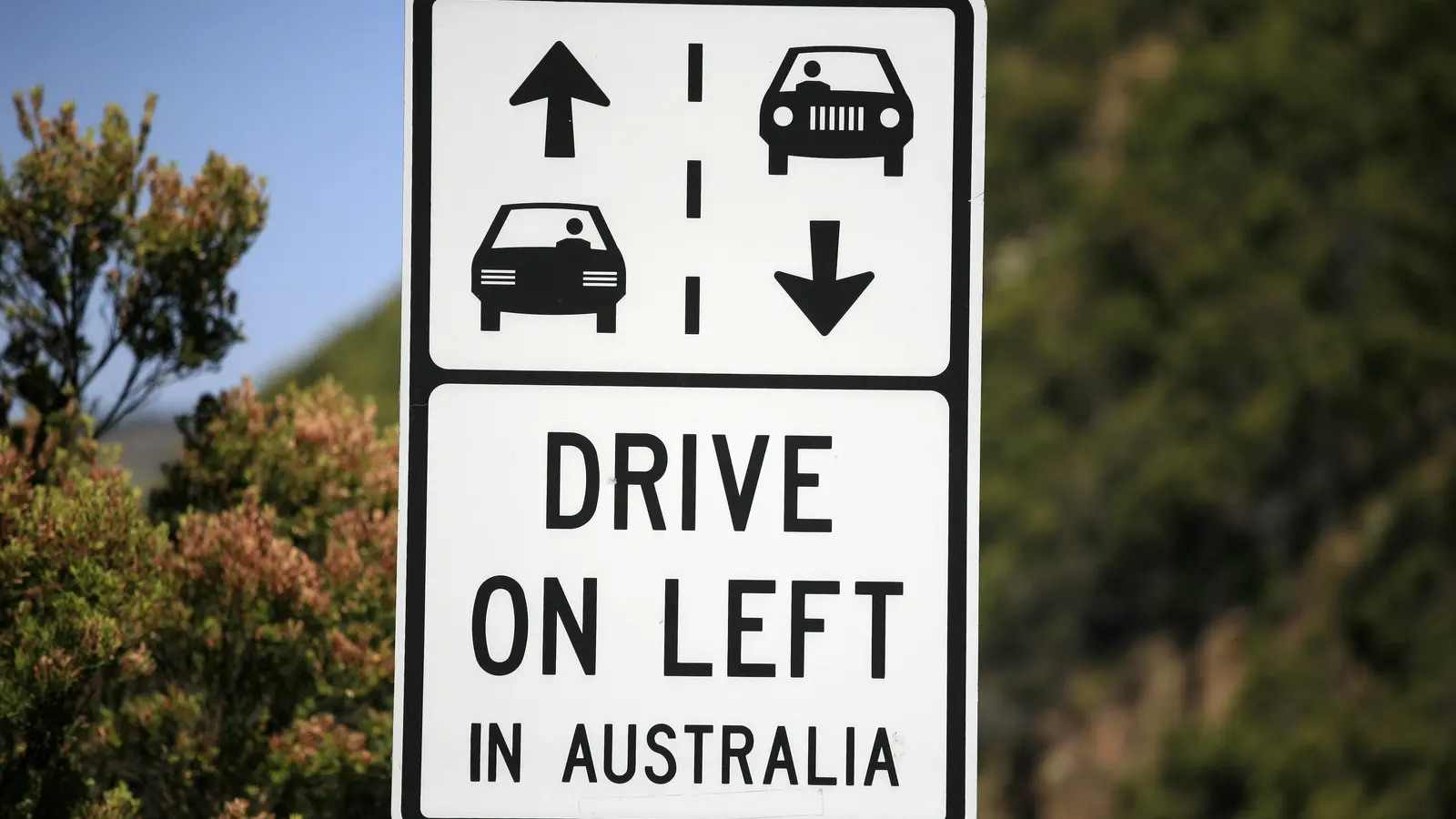 Australian road seen from the left-hand driving position