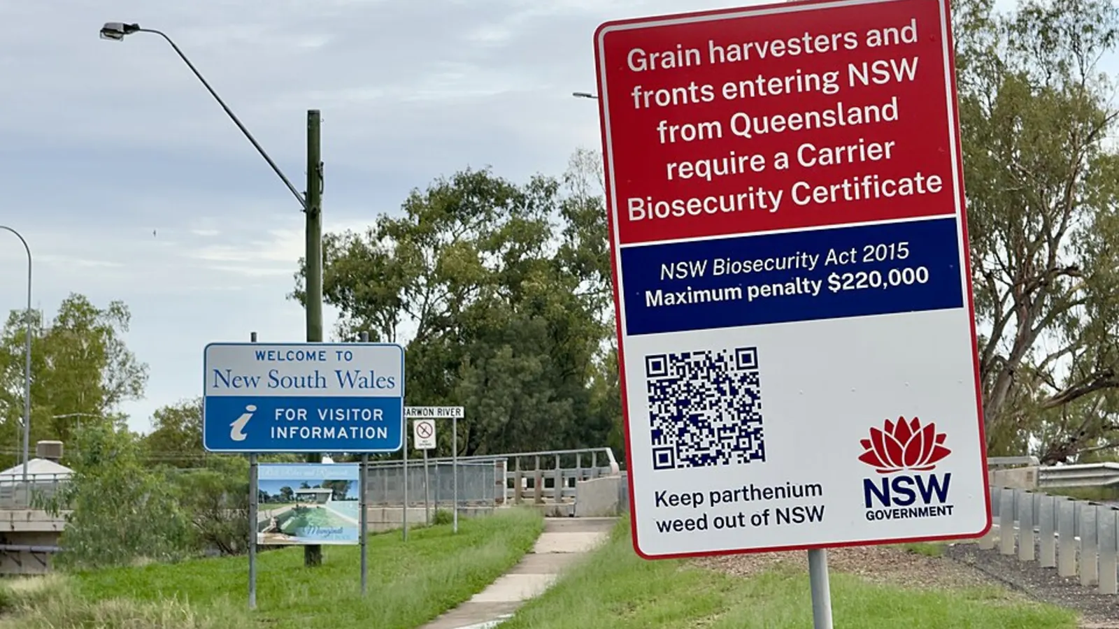 Australian interstate quarantine checkpoint sign