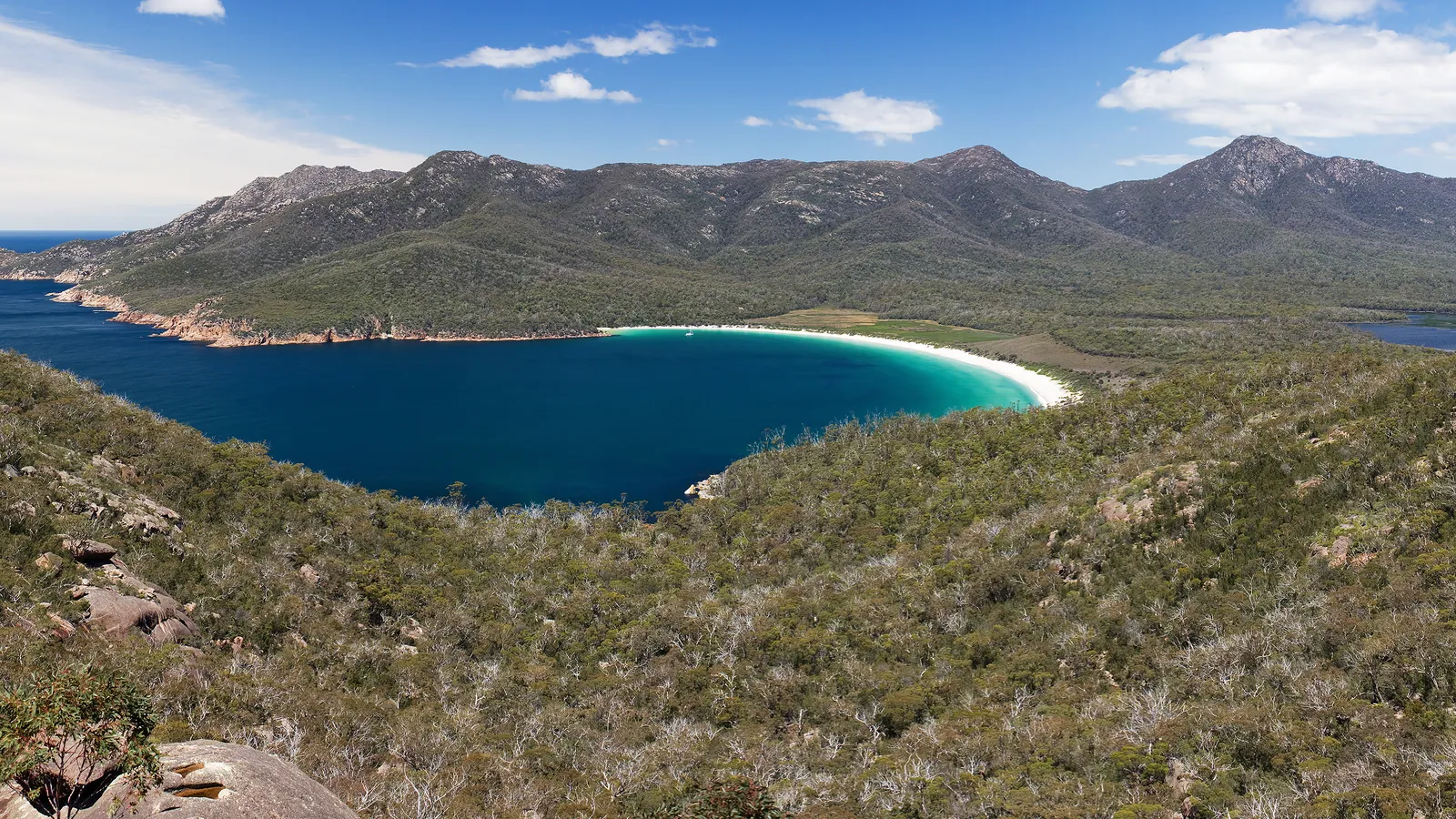 Granite coast and blue water in Tasmania