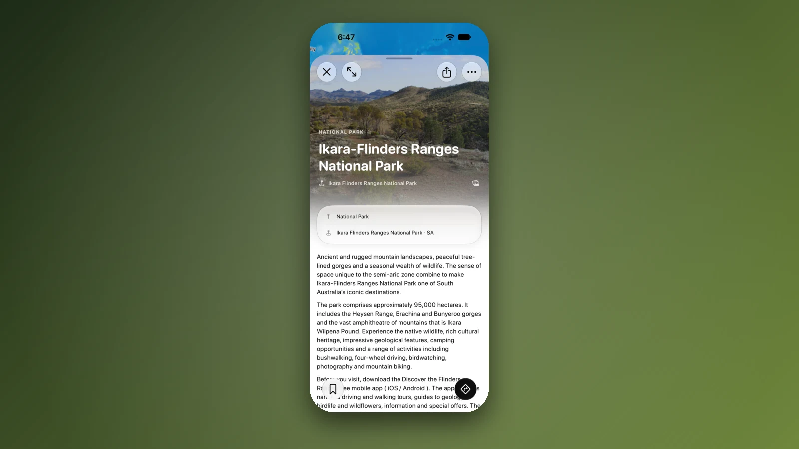 1. AussieCamps: dane agencji parków i plan podróży na iPhonie
