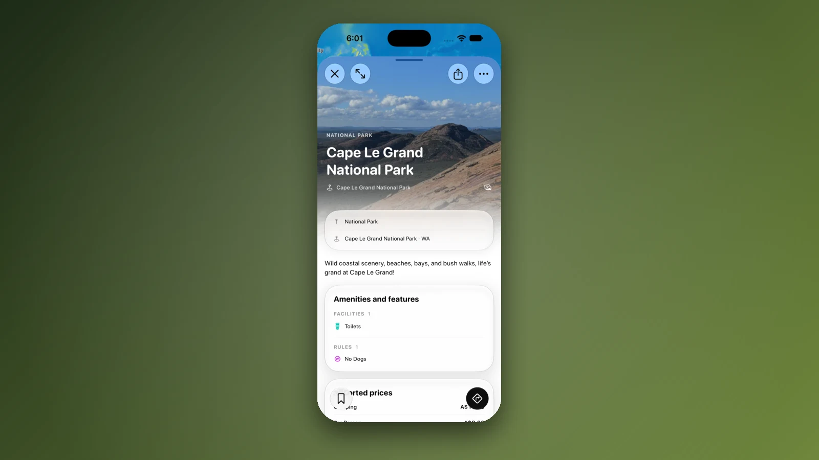 1. AussieCamps: alternativa s oficiálními daty pro iPhone